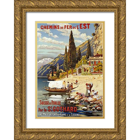 Suisse Et Italie Par Le St Gothard Gold Ornate Wood Framed Art Print with Double Matting by Krallt, G.