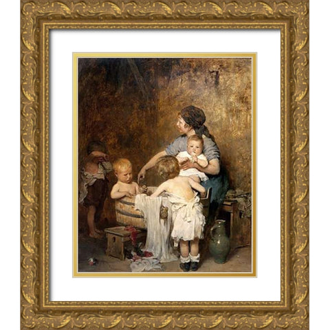 Saturday Night Gold Ornate Wood Framed Art Print with Double Matting by Laeverenz, Gustav