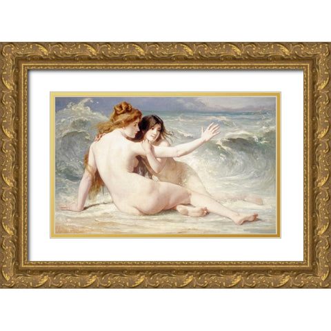 Sea Nymphs Gold Ornate Wood Framed Art Print with Double Matting by Laurens, Albert