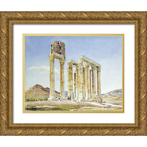 The Temple of Olympian Zeus, Athens Gold Ornate Wood Framed Art Print with Double Matting by Lavezzari, A.
