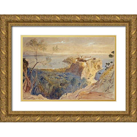 Monaco Gold Ornate Wood Framed Art Print with Double Matting by Lear, Edward
