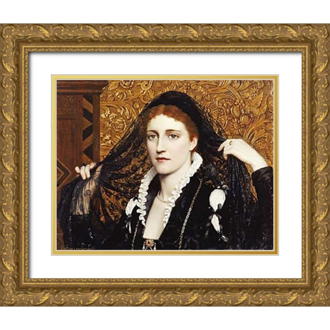 Olivia Gold Ornate Wood Framed Art Print with Double Matting by Leighton, Edmund Blair