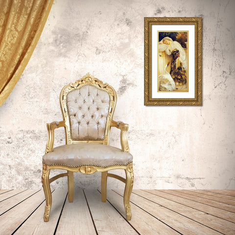 Odalisque Gold Ornate Wood Framed Art Print with Double Matting by Leighton, Lord Frederick