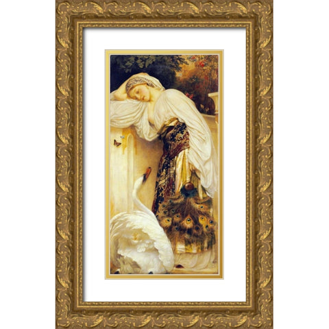 Odalisque Gold Ornate Wood Framed Art Print with Double Matting by Leighton, Lord Frederick