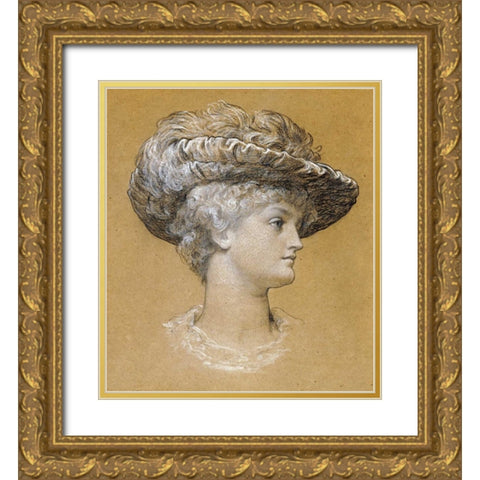 Portrait of Dorothy Dene Gold Ornate Wood Framed Art Print with Double Matting by Leighton, Lord Frederick