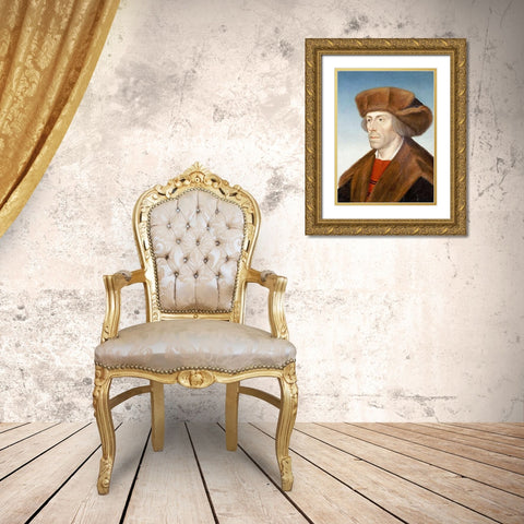 Portrait of a Gentleman Gold Ornate Wood Framed Art Print with Double Matting by Maler, Hans