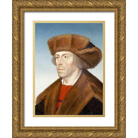 Portrait of a Gentleman Gold Ornate Wood Framed Art Print with Double Matting by Maler, Hans