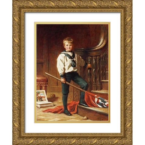 The Young Patriot Gold Ornate Wood Framed Art Print with Double Matting by Miller, William Edwards