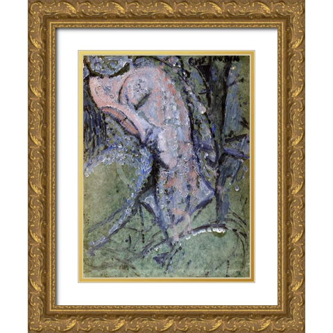 Cherubin Gold Ornate Wood Framed Art Print with Double Matting by Modigliani, Amedeo