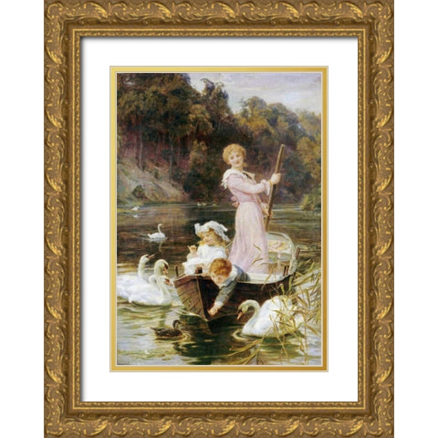 A Day On The River Gold Ornate Wood Framed Art Print with Double Matting by Morgan, Frederick