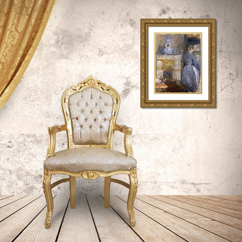 The Dining Room of The Rouart Family Gold Ornate Wood Framed Art Print with Double Matting by Morisot, Berthe