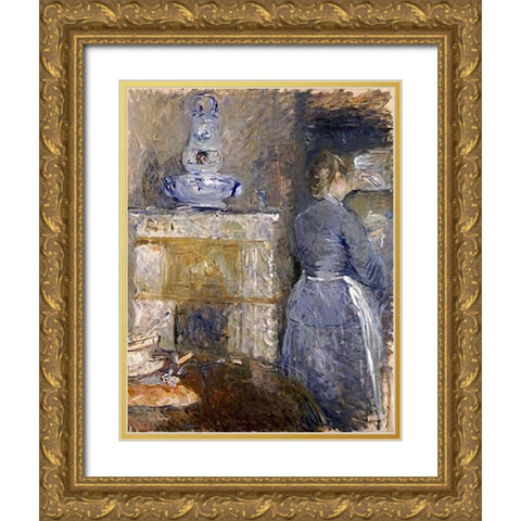 The Dining Room of The Rouart Family Gold Ornate Wood Framed Art Print with Double Matting by Morisot, Berthe