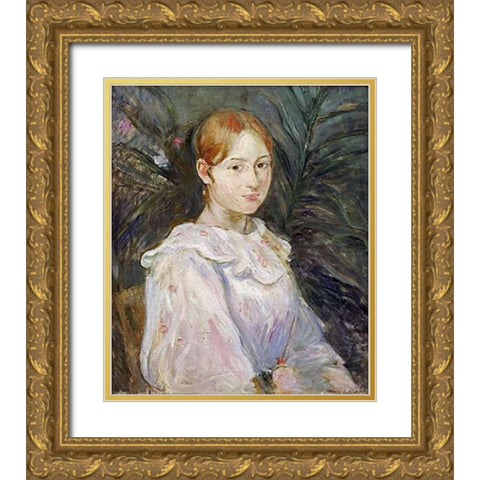 Alice Gamby En Buste Gold Ornate Wood Framed Art Print with Double Matting by Morisot, Berthe