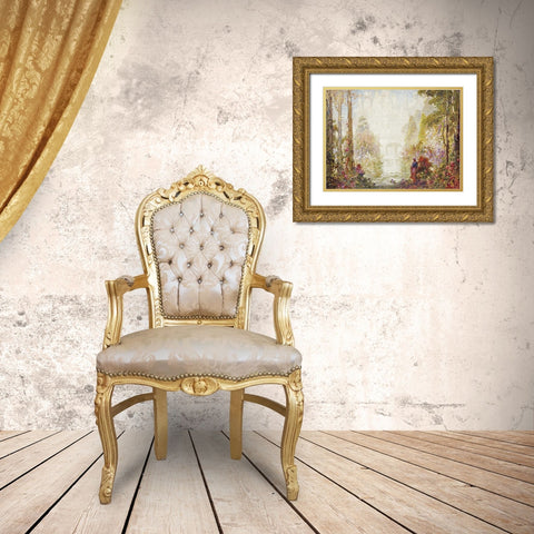 Sitas Garden II Gold Ornate Wood Framed Art Print with Double Matting by Mostyn, Tom
