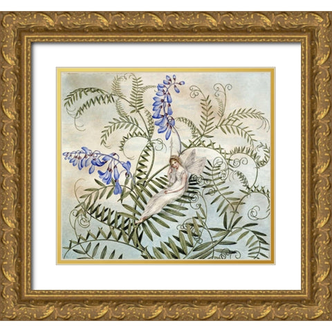 A Fairy Resting Among Flowers Gold Ornate Wood Framed Art Print with Double Matting by Murray, Amelia Jane