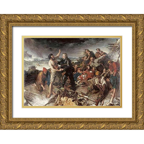 A Volunteer Gold Ornate Wood Framed Art Print with Double Matting by ONeil, Henry Nelson