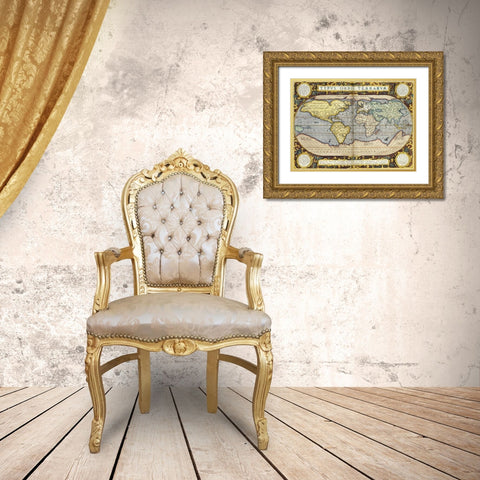 Theatrum Orbis Terrarum Gold Ornate Wood Framed Art Print with Double Matting by Ortelius, Abraham