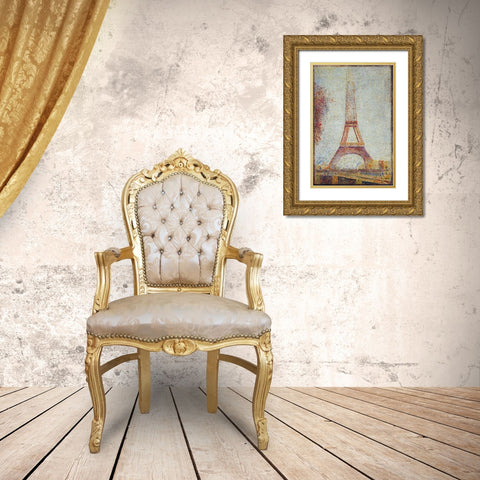 La Tour Eiffel Gold Ornate Wood Framed Art Print with Double Matting by Palmie, Charles