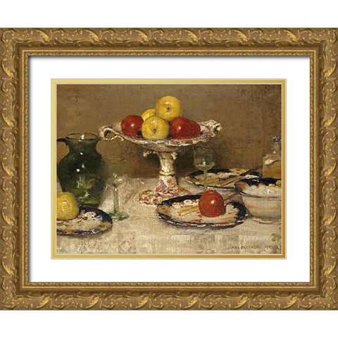 Still Life: Dessert Gold Ornate Wood Framed Art Print with Double Matting by Paterson, James