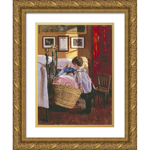 A Watchful Eye Gold Ornate Wood Framed Art Print with Double Matting by Pedersen, Viggo