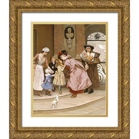 The Homecoming Gold Ornate Wood Framed Art Print with Double Matting by Pinchart, Emile-August