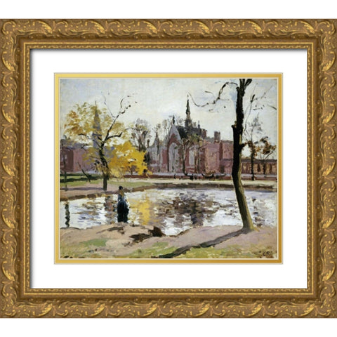 Dulwich College, London Gold Ornate Wood Framed Art Print with Double Matting by Pissarro, Camille