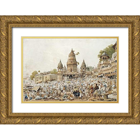 Eve of An Eclipse of The Moon Gold Ornate Wood Framed Art Print with Double Matting by Prinsep, James
