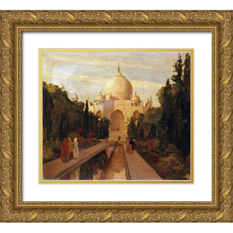 The Taj Mahal Gold Ornate Wood Framed Art Print with Double Matting by Prinsep, Valentine Cameron