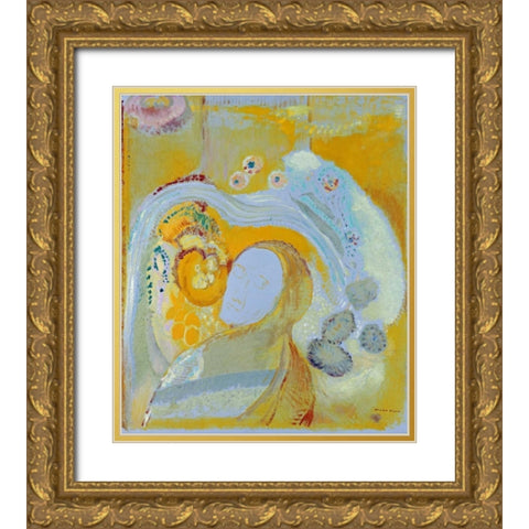 The Buddha Gold Ornate Wood Framed Art Print with Double Matting by Redon, Odilion