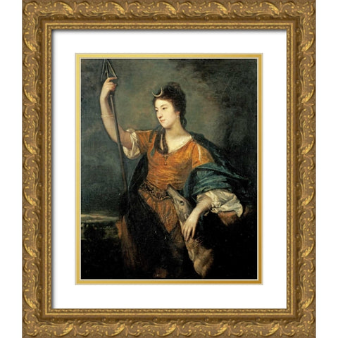 Portrait of Lady Anne Dawson Gold Ornate Wood Framed Art Print with Double Matting by Reynolds, Sir Joshua