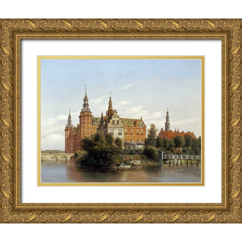 Frederiksborg Castle, Denmark Gold Ornate Wood Framed Art Print with Double Matting by Richardt, Ferdinand