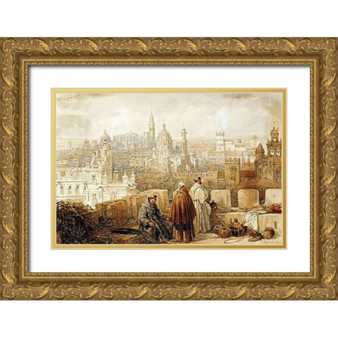 Xerex (Jerez) From The Ramparts Gold Ornate Wood Framed Art Print with Double Matting by Roberts, David