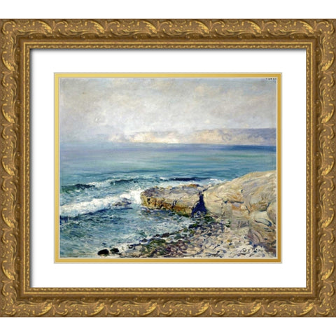 Incoming Fog, La Jolla Gold Ornate Wood Framed Art Print with Double Matting by Rose, Guy