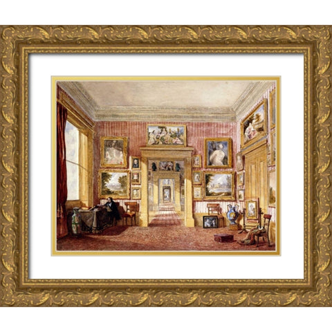 The Dining Room at Thirlestaine House Gold Ornate Wood Framed Art Print with Double Matting by Rushout-Bowles, Harriet