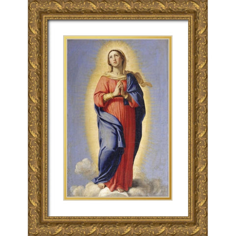 The Immaculate Conception Gold Ornate Wood Framed Art Print with Double Matting by Salvi, Giovanni Battista