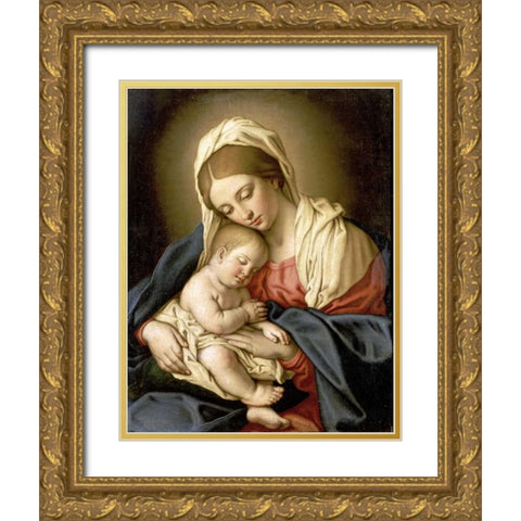 The Madonna and Child Gold Ornate Wood Framed Art Print with Double Matting by Salvi, Giovanni Battista