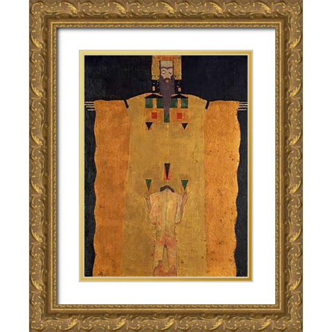 Vor Gottvater Knieender Jungling Gold Ornate Wood Framed Art Print with Double Matting by Schiele, Egon