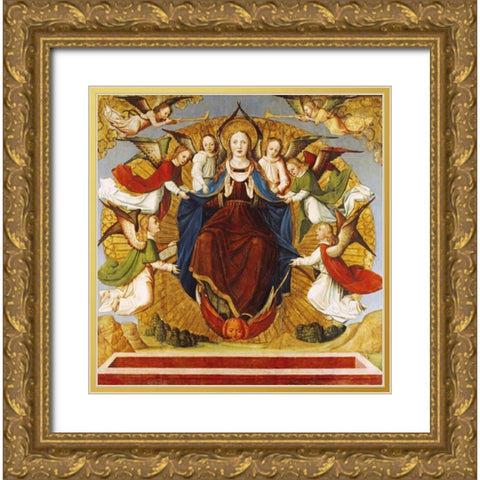 The Assumption of The Virgin Gold Ornate Wood Framed Art Print with Double Matting by School of Avignon