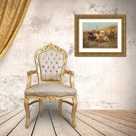 A Regal Procession Gold Ornate Wood Framed Art Print with Double Matting by SMuseumeyer, Adolph
