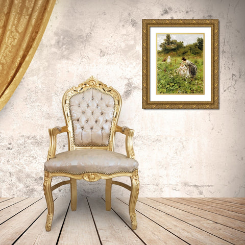 Summers Delight. Sommerlust Gold Ornate Wood Framed Art Print with Double Matting by Seeger, Hermann