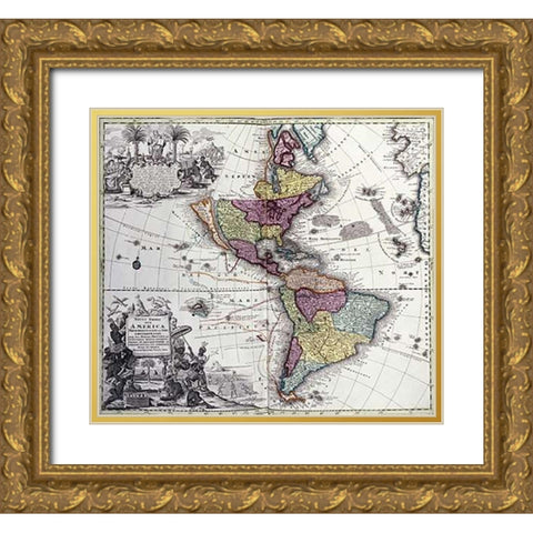 Atlas Geographicus Gold Ornate Wood Framed Art Print with Double Matting by Seutter, Georg Matthaus