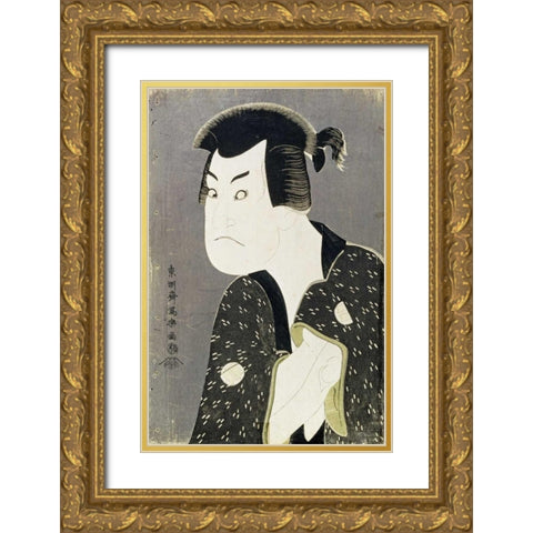 Sakata Hangoro III Gold Ornate Wood Framed Art Print with Double Matting by Sharaku, Toshusai
