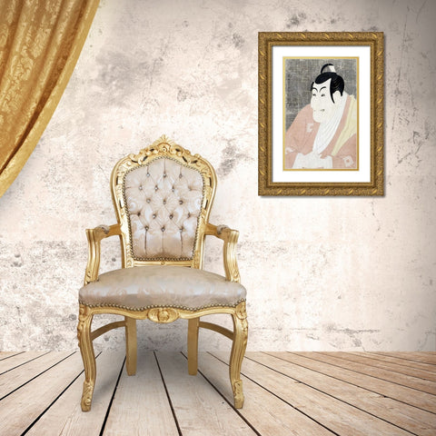 Ichikawa Ebizo IV Gold Ornate Wood Framed Art Print with Double Matting by Sharaku, Toshusai