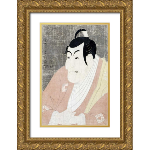 Ichikawa Ebizo IV Gold Ornate Wood Framed Art Print with Double Matting by Sharaku, Toshusai