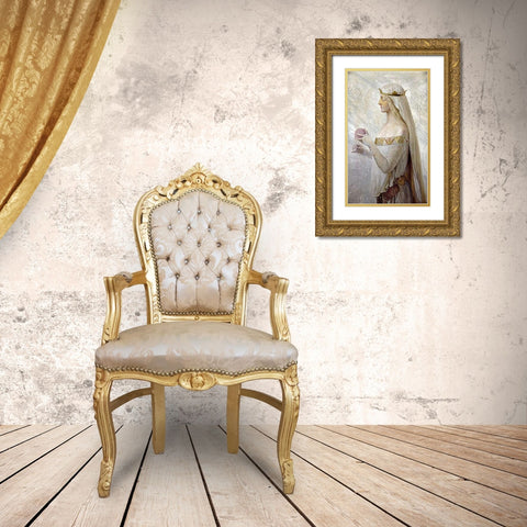 Fair Rosamund Gold Ornate Wood Framed Art Print with Double Matting by Sidney, Herbert