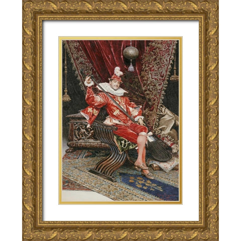 Madrigale Gold Ornate Wood Framed Art Print with Double Matting by Signorini, Giuseppe