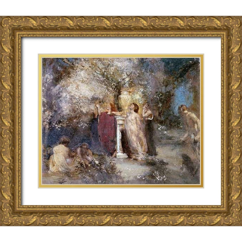 Romance Gold Ornate Wood Framed Art Print with Double Matting by Sims, Charles