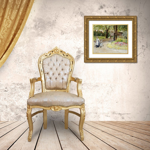 The Entrance to The Zoological Gardens, Frankfurt Gold Ornate Wood Framed Art Print with Double Matting by Slevogt, Max