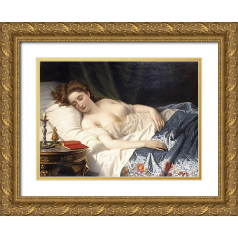 Imogen From Shakespeares Cymbeline Gold Ornate Wood Framed Art Print with Double Matting by Souchon, Wilhelm Ferdinand