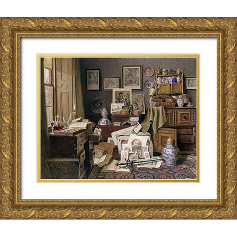 Corner of a Study Gold Ornate Wood Framed Art Print with Double Matting by Spiers, Benjamin Walter